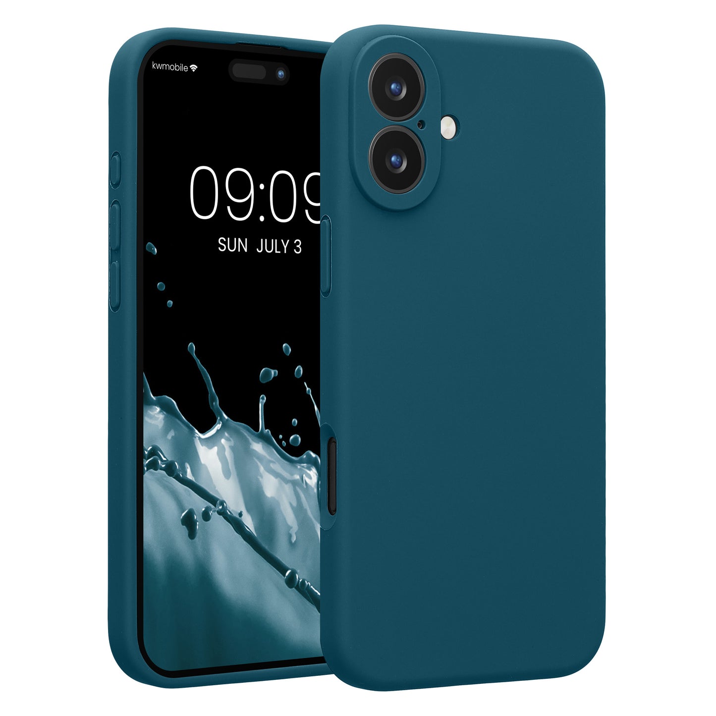 kwmobile Handyhülle für Apple iPhone 16 Plus Hülle - gummierte Handy Silikon Case für iPhone 16 Plus - Schutzhülle Cover - Petrol matt Petrol matt  