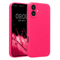 kwmobile Handyhülle für Apple iPhone 16 Plus Hülle - gummierte Handy Silikon Case für iPhone 16 Plus - Schutzhülle Cover - Neon Pink Neon Pink  