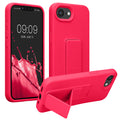 kwmobile Handyhülle für Apple iPhone 17e / iPhone 16e Hülle - TPU Silikon Case mit Fingerhalter und Stand - Schutzhülle Cover in Neon Pink Neon Pink  
