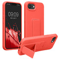 kwmobile Handyhülle für Apple iPhone 17e / iPhone 16e Hülle - TPU Silikon Case mit Fingerhalter und Stand - Schutzhülle Cover in Koralle Koralle  