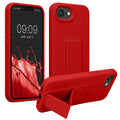 kwmobile Handyhülle für Apple iPhone 17e / iPhone 16e Hülle - TPU Silikon Case mit Fingerhalter und Stand - Schutzhülle Cover in Rot Rot  