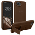 kwmobile Handyhülle für Apple iPhone 17e / iPhone 16e Hülle - TPU Silikon Case mit Fingerhalter und Stand - Schutzhülle Cover in Chocolate Chocolate  