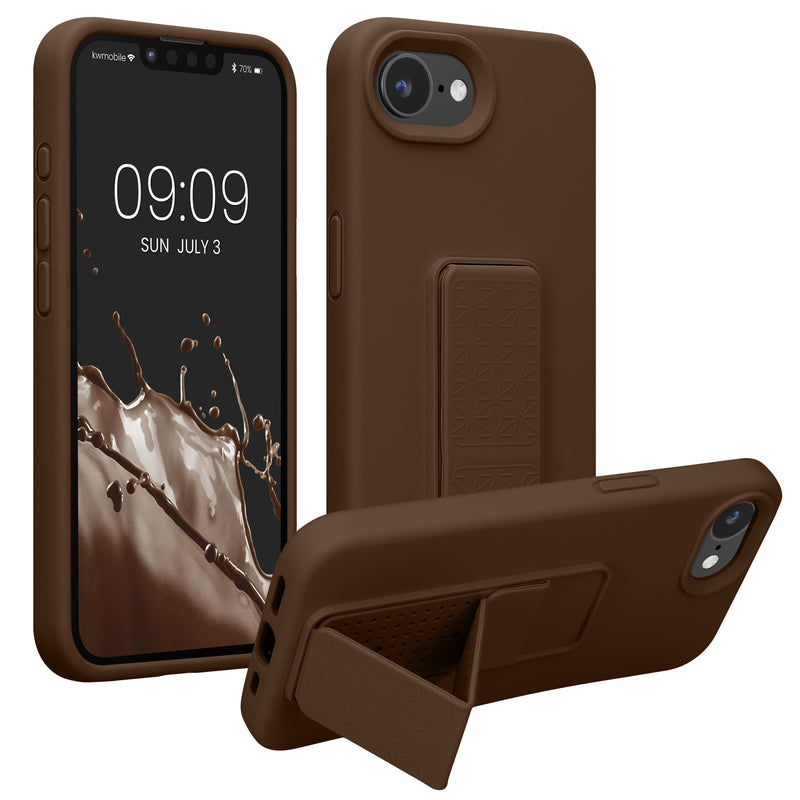 kwmobile Handyhülle für Apple iPhone 17e / iPhone 16e Hülle - TPU Silikon Case mit Fingerhalter und Stand - Schutzhülle Cover in Chocolate Chocolate  