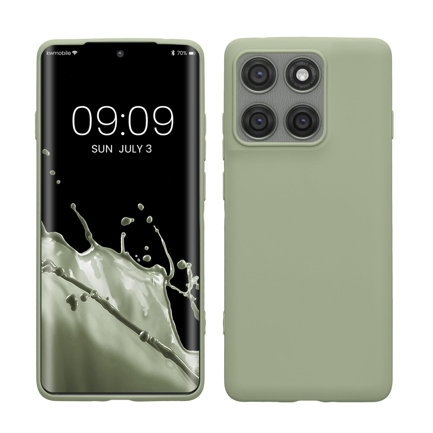 kwmobile Handyhülle für Motorola Edge 60 Pro Hülle - TPU Case - Kabelloses Laden - Schutzhülle Cover in Graugrün Graugrün  