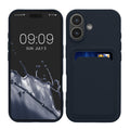 kwmobile Handyhülle für Apple iPhone 17 Hülle mit Kartenfach - TPU Case - Kabelloses Laden - Schutzhülle Cover in Dunkelblau Dunkelblau  