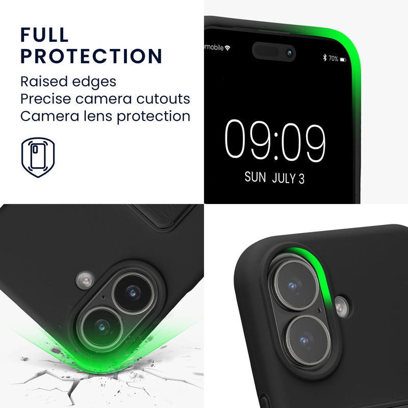 kwmobile Handyhülle für Apple iPhone 17 Hülle - Silikon Case mit Fingerhalter und Stand - Schutzhülle Cover