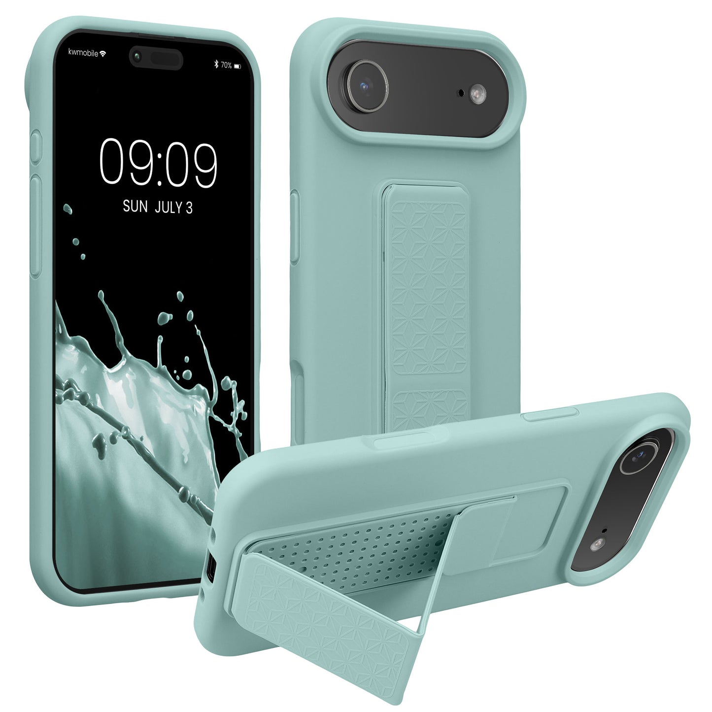 kwmobile Handyhülle für Apple iPhone Air Hülle - TPU Silikon Case mit Fingerhalter und Stand - Schutzhülle Cover in Mintgrün Mintgrün  