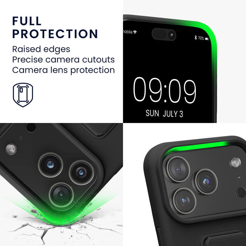 kwmobile Handyhülle für Apple iPhone 17 Pro Hülle - Silikon Case mit Fingerhalter und Stand - Schutzhülle Cover