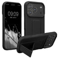 kwmobile Handyhülle für Apple iPhone 17 Pro Hülle - TPU Silikon Case mit Fingerhalter und Stand - Schutzhülle Cover in Schwarz Schwarz  