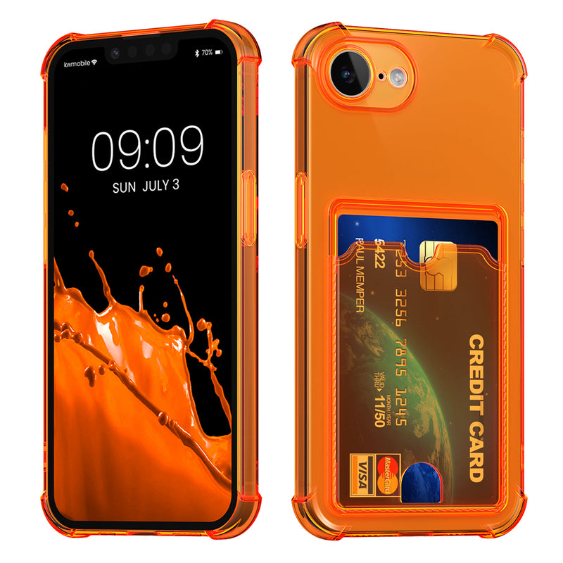 kwmobile Hülle mit Kartenfach kompatibel mit Apple iPhone 17e / iPhone 16e - Handyhülle iPhone 17e / iPhone 16e mit Kartenfach - Soft Case - Schutzhülle Transparent