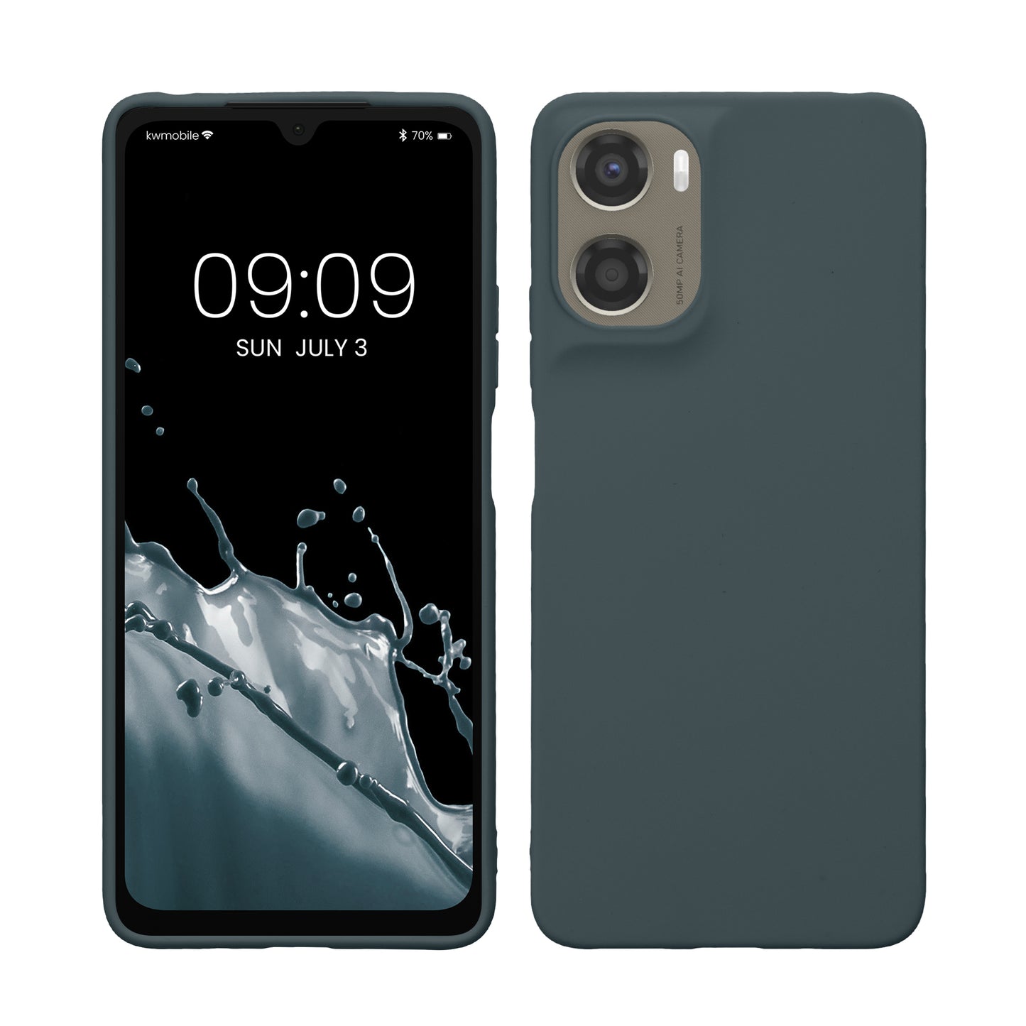 kwmobile Handyhülle für Motorola Moto G06 Hülle - TPU Case - Kabelloses Laden - Schutzhülle Cover in Dunkler Schiefer Dunkler Schiefer  