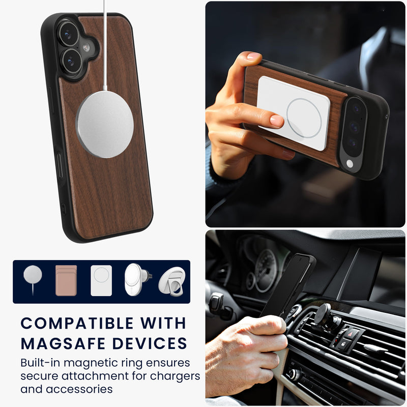 iPhone 17 Holz Handyhülle mit MagSafe Dunkelbraun KWM0000234U001C