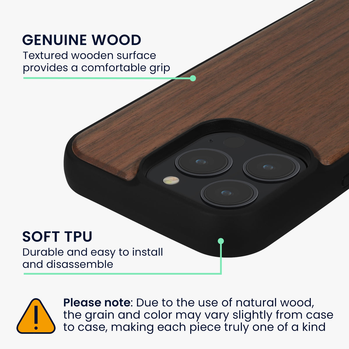 iPhone 16 Pro Holz Handyhülle mit MagSafe Dunkelbraun KWM0000234Y001C