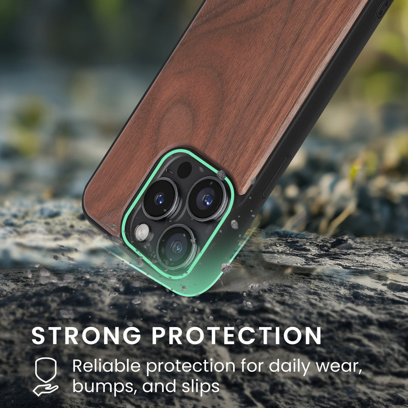 iPhone 15 Pro Holz Handyhülle mit MagSafe Dunkelbraun KWM0000235A001C