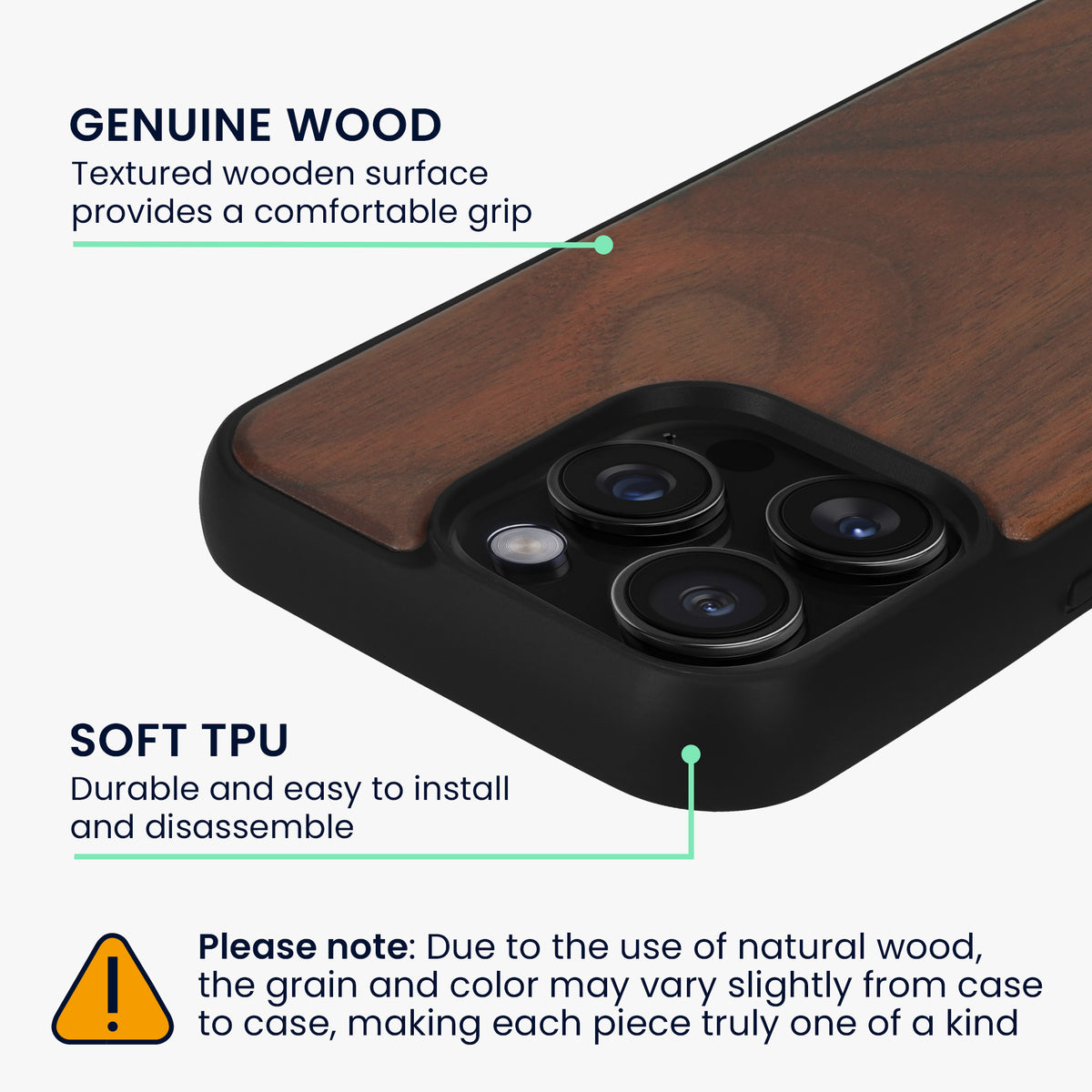 iPhone 15 Pro Holz Handyhülle mit MagSafe Dunkelbraun KWM0000235A001C