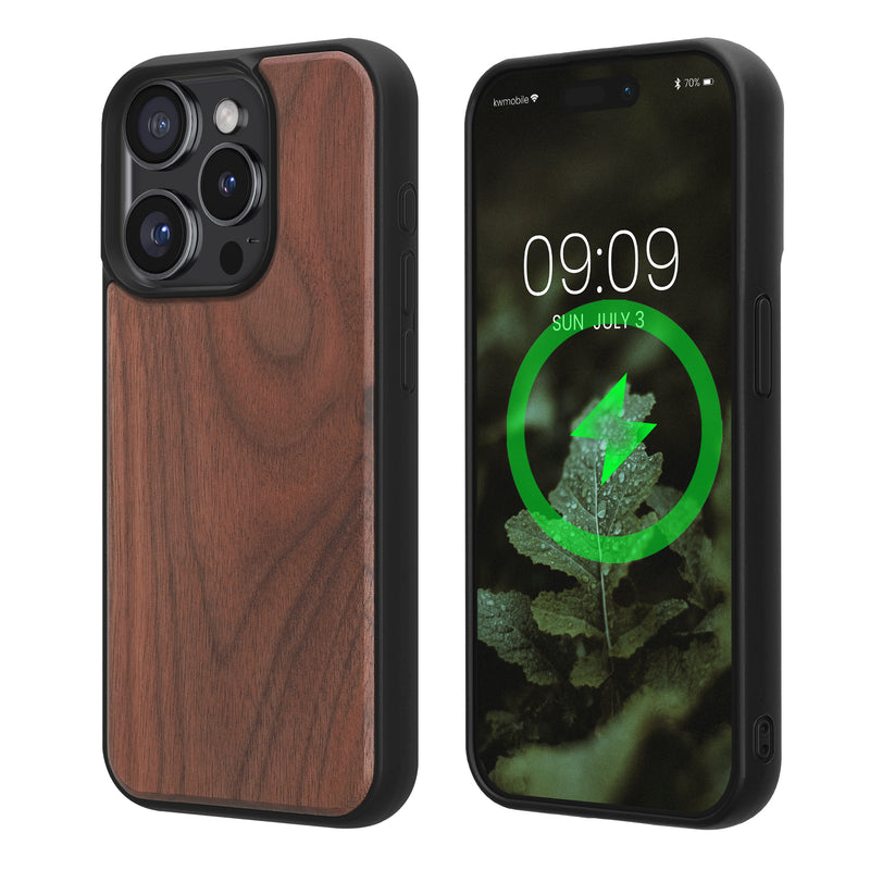 iPhone 15 Pro Holz Handyhülle mit MagSafe Dunkelbraun KWM0000235A001C
