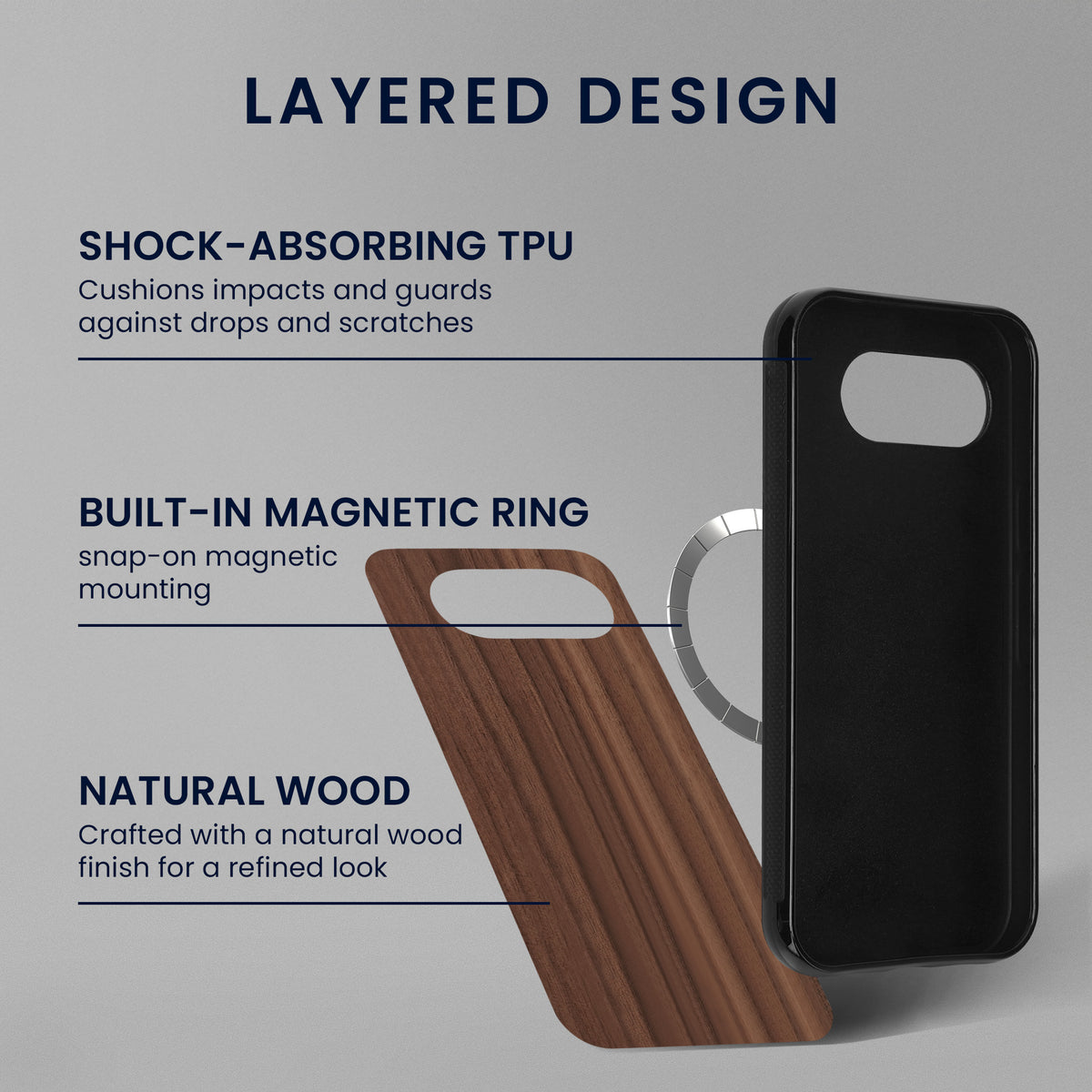 iPhone 16e Holz Handyhülle mit MagSafe Kompass Vintage KWM0000235L001C