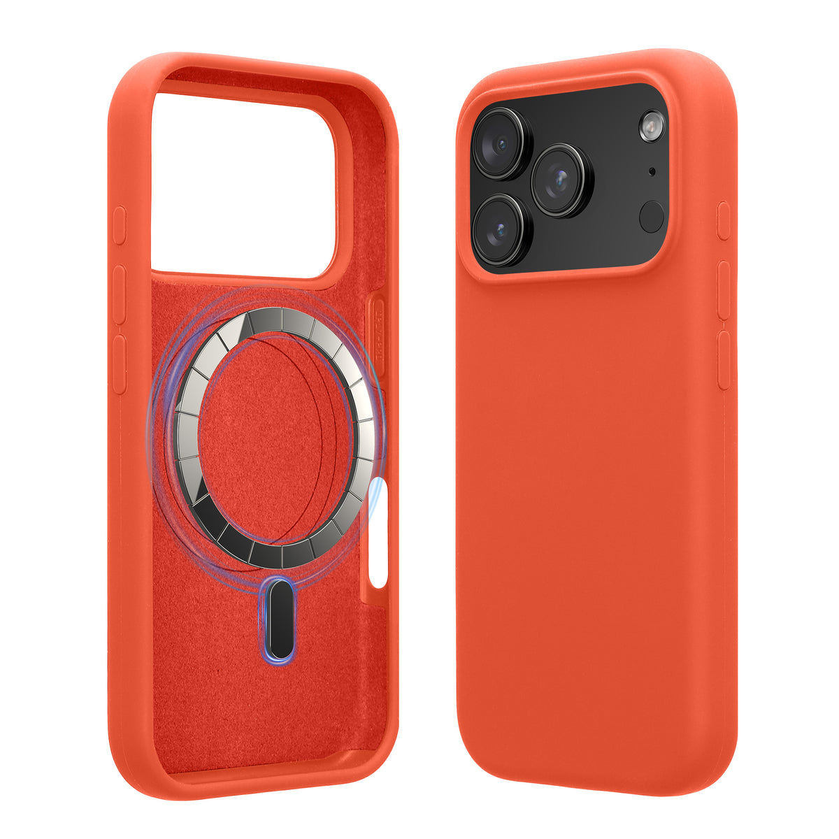 iPhone 18 Pro / iPhone 17 Pro Silikon Handyhülle mit MagSafe Neon Koralle