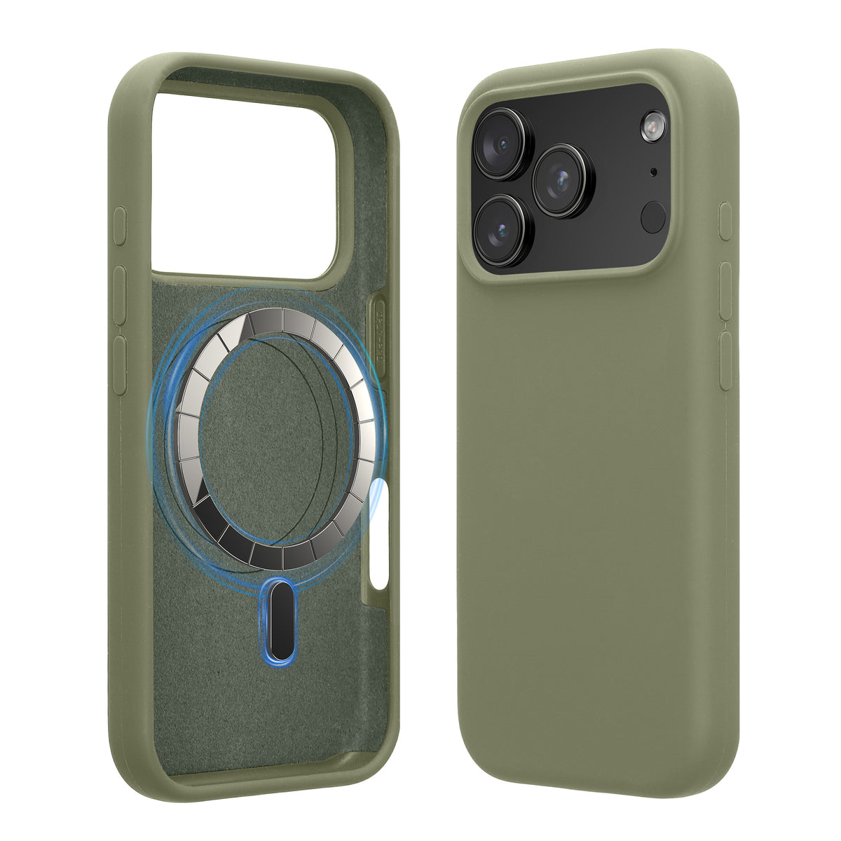 iPhone 18 Pro / iPhone 17 Pro Silikon Handyhülle mit MagSafe Graugrün