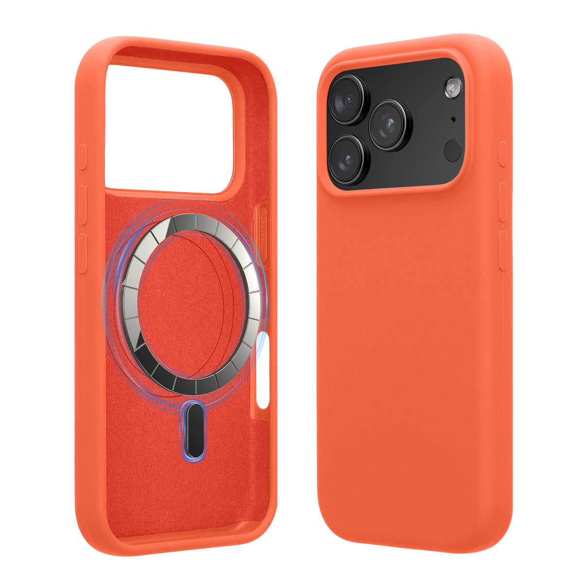 iPhone 18 Pro Max / iPhone 17 Pro Max Silikon Handyhülle mit MagSafe Neon Koralle