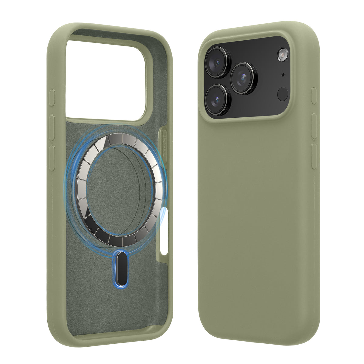 iPhone 18 Pro Max / iPhone 17 Pro Max Silikon Handyhülle mit MagSafe Graugrün