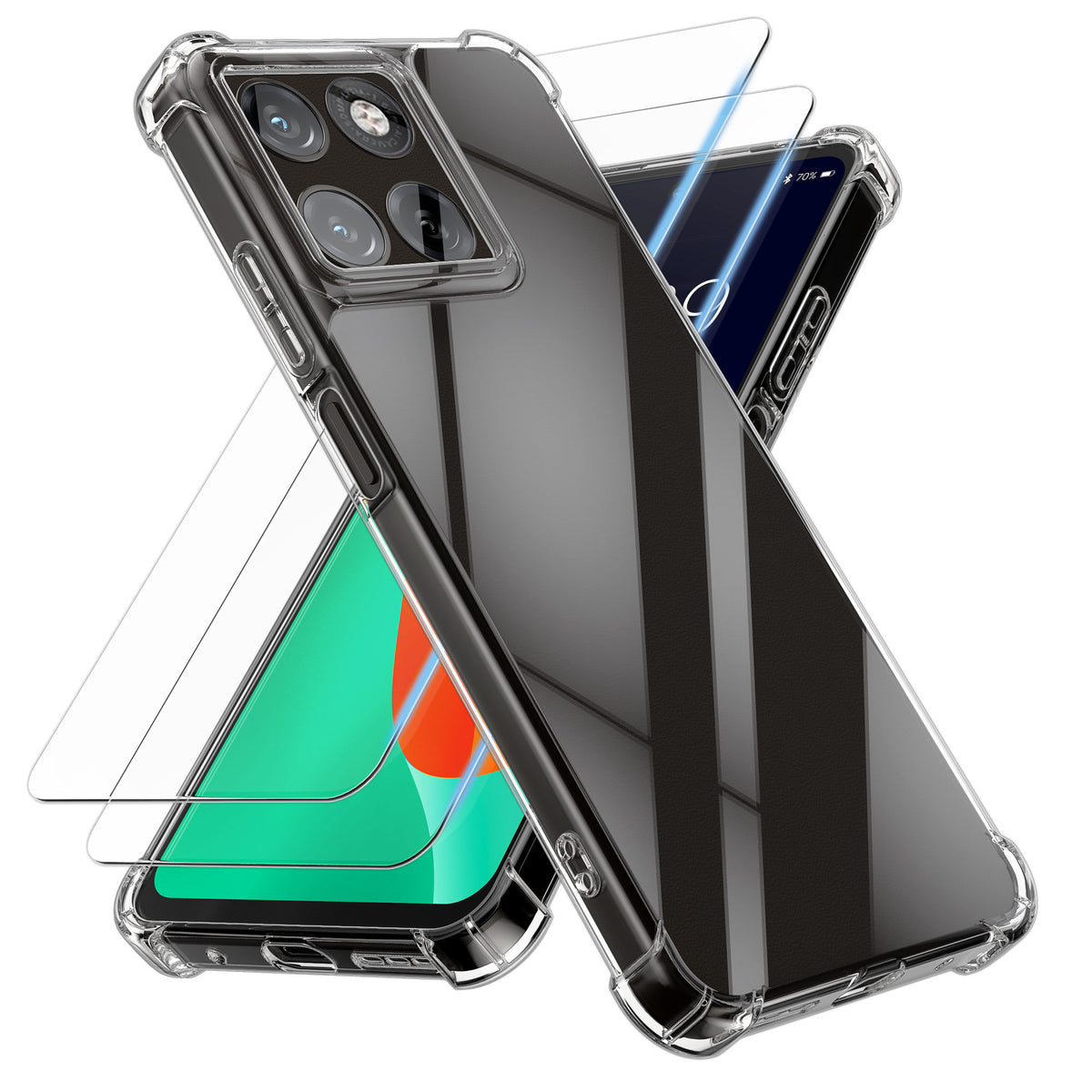Motorola Moto G67 / G77 / G87 Silikon Handyhülle + 2x Schutzglas Transparent
