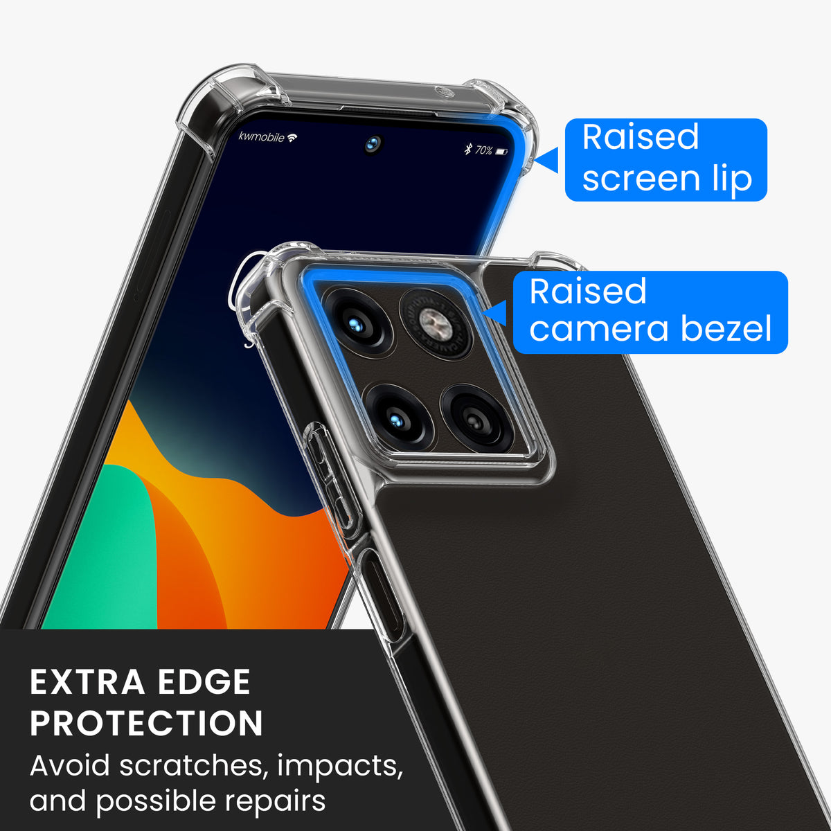 Motorola Moto G67 / G77 / G87 Silikon Handyhülle + 2x Schutzglas KWM0000236A001C