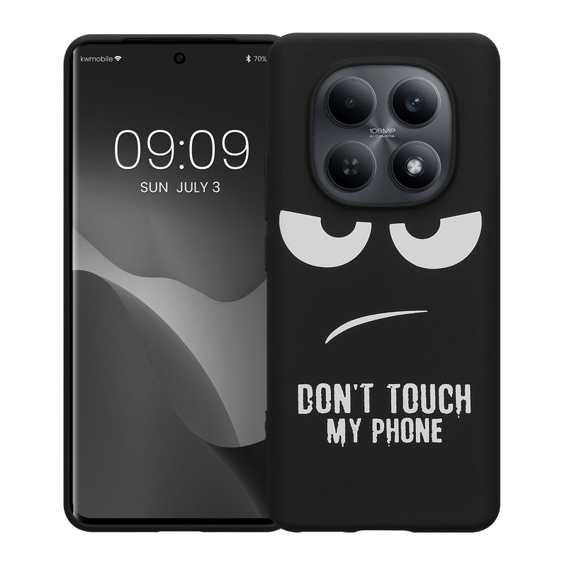 kwmobile Hülle kompatibel mit Xiaomi Redmi Note 15 4G / 5G / Poco M8 5G - Handyhülle Silikon Case - Don't touch my Phone Weiß Schwarz Weiß  [dsg01]