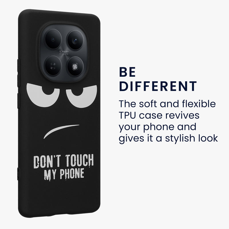 kwmobile Hülle kompatibel mit Xiaomi Redmi Note 15 4G / 5G / Poco M8 5G - Handyhülle Silikon Case - Don't touch my Phone Weiß Schwarz Weiß  [dsg01]