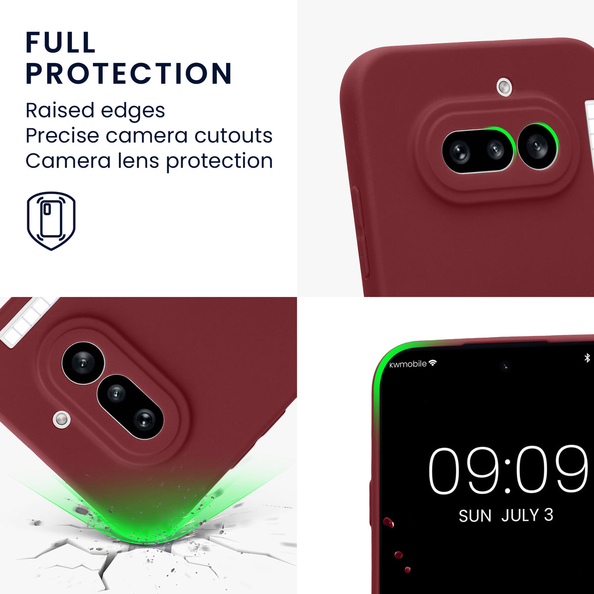 kwmobile Handyhülle für Nothing Phone (4a) Hülle - weiches Handy Silikon Case - Schutzhülle Cover - Bordeaux Violett Bordeaux Violett