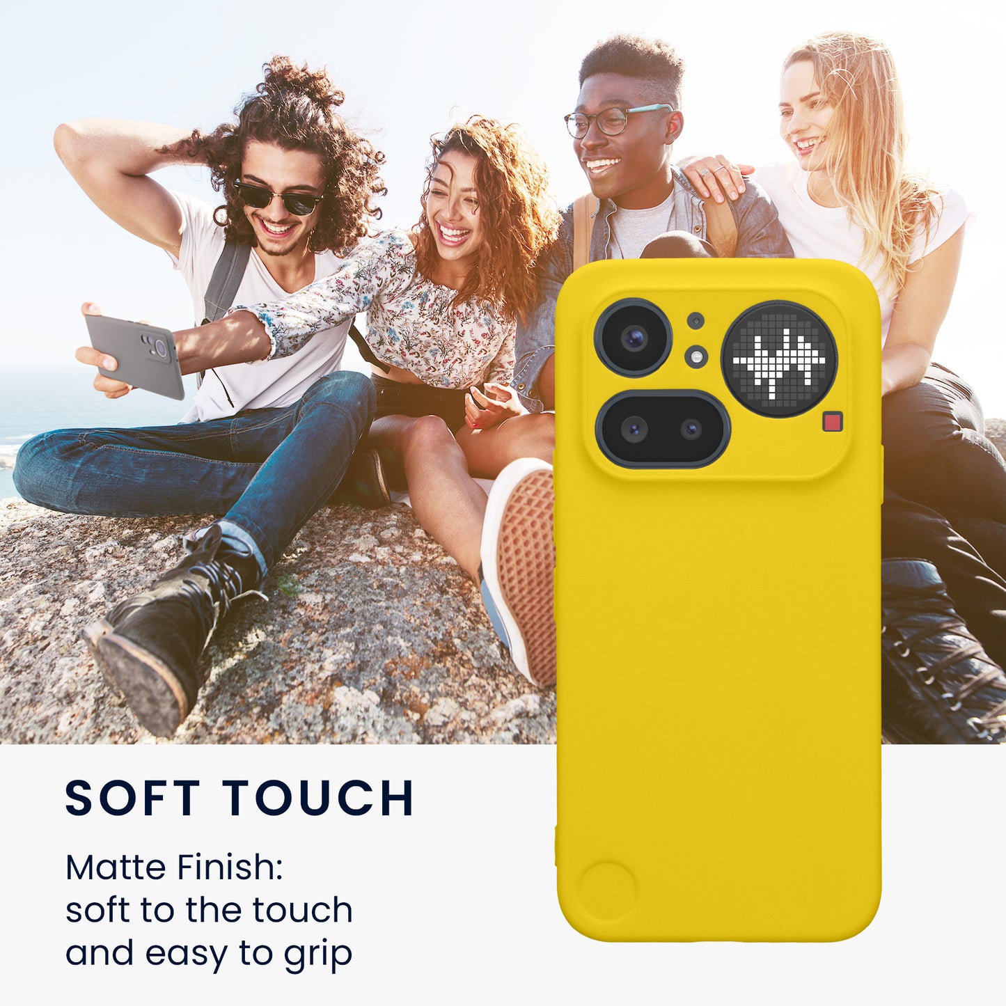 kwmobile Handyhülle für Nothing Phone (4a) Pro Hülle - weiches Handy Silikon Case - Schutzhülle Cover - Strahlend Gelb Strahlend Gelb
