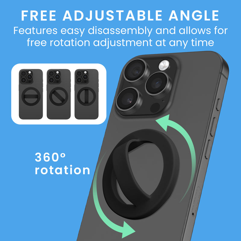 kwmobile Handy Ring Halter für Magsafe Ring Holder - Silikon Magnet Fingerhalter für Smartphone - Magnetring Handy - kompatibel mit MagSafe - Schwarz Schwarz