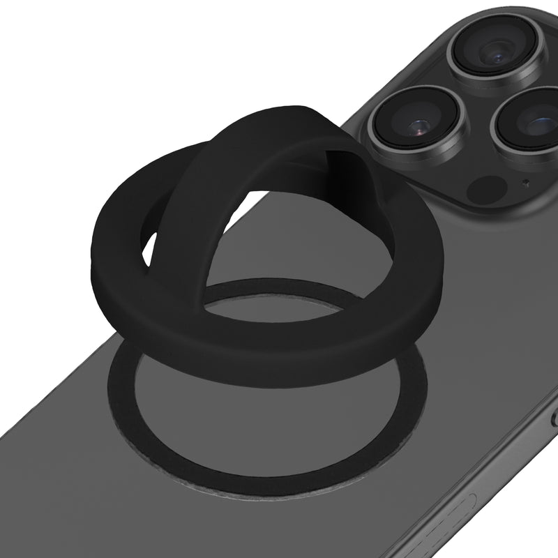 kwmobile Handy Ring Halter für Magsafe Ring Holder - Silikon Magnet Fingerhalter für Smartphone - Magnetring Handy - kompatibel mit MagSafe - Schwarz Schwarz