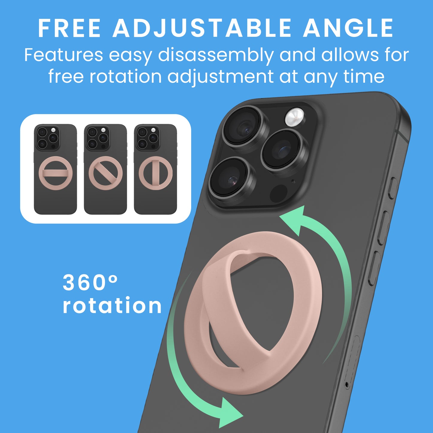 kwmobile Handy Ring Halter für Magsafe Ring Holder - Silikon Magnet Fingerhalter für Smartphone - Magnetring Handy - kompatibel mit MagSafe - Rosa Rosa