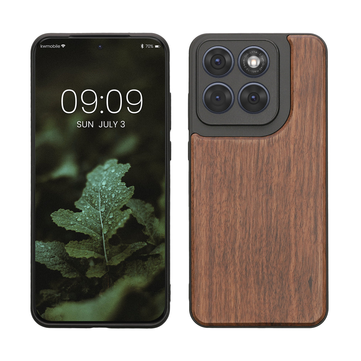 kwmobile Handyhülle für Motorola Edge 70 Fusion / Edge 70 Fusion+ Hülle Holz - Case mit TPU Bumper - Stoßfestes Hardcase - Schutzhülle Cover in Dunkelbraun Dunkelbraun