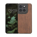 kwmobile Handyhülle für Motorola Edge 70 Fusion / Edge 70 Fusion+ Hülle Holz - Case mit TPU Bumper - Stoßfestes Hardcase - Schutzhülle Cover in Dunkelbraun Dunkelbraun