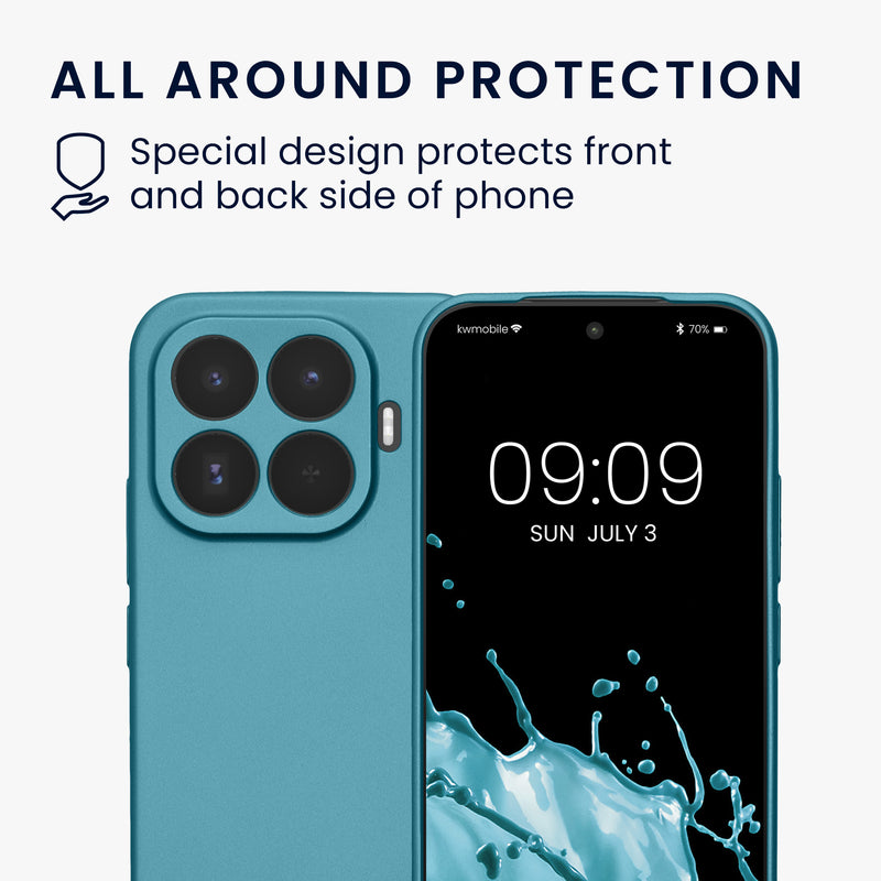 kwmobile Handyhülle für Xiaomi 17T Hülle - weiche Silikon Case metallisch schimmernd - Schutzhülle Cover - Metallic Karibikblau Metallic Karibikblau