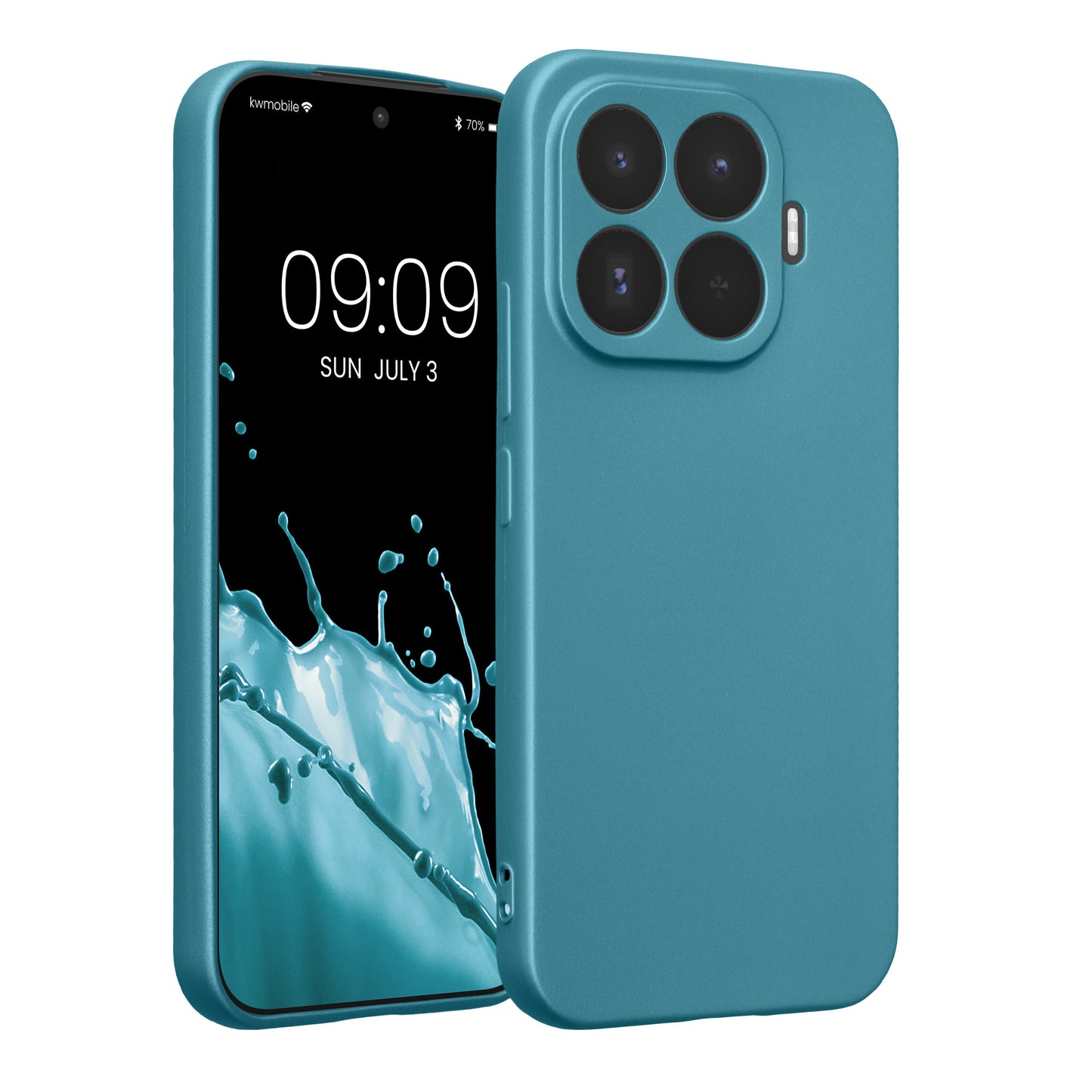 kwmobile Handyhülle für Xiaomi 17T Hülle - weiche Silikon Case metallisch schimmernd - Schutzhülle Cover - Metallic Karibikblau Metallic Karibikblau