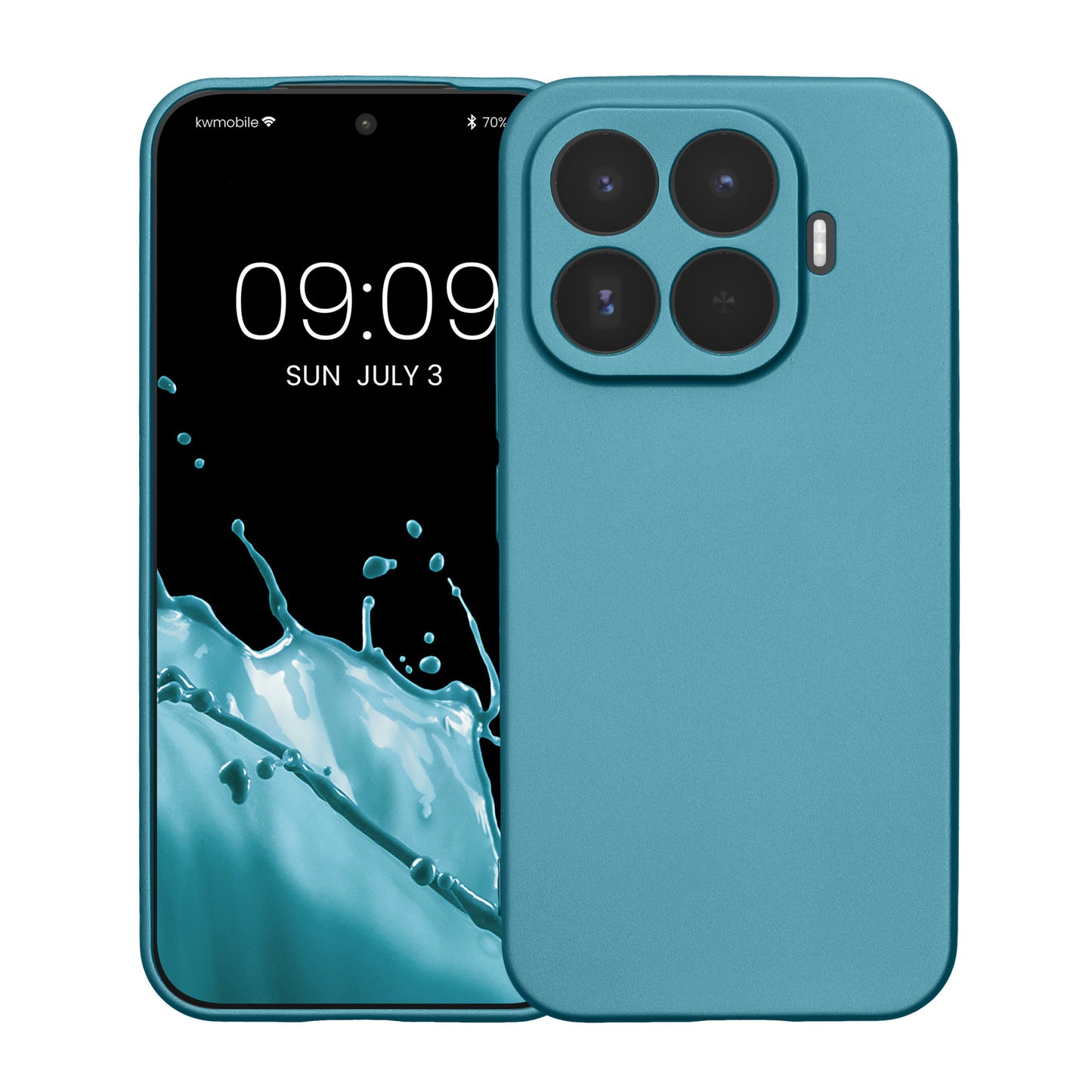 kwmobile Handyhülle für Xiaomi 17T Hülle - weiche Silikon Case metallisch schimmernd - Schutzhülle Cover - Metallic Karibikblau Metallic Karibikblau
