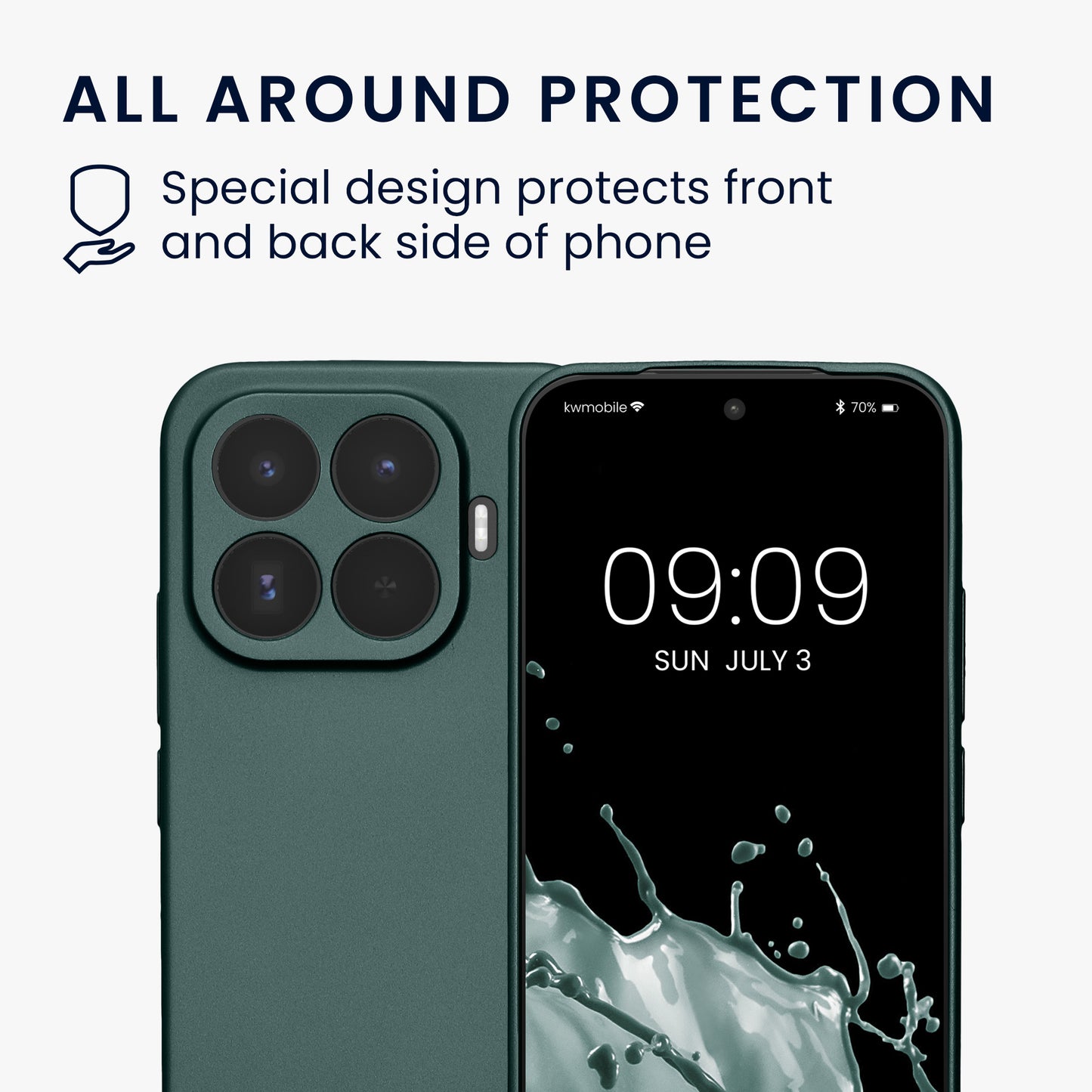 kwmobile Handyhülle für Xiaomi 17T Hülle - weiche Silikon Case metallisch schimmernd - Schutzhülle Cover - Metallic Petrol Metallic Petrol