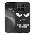 kwmobile Hülle kompatibel mit Xiaomi 17T - Handyhülle Silikon Case - Don't touch my Phone Weiß Schwarz Weiß  [dsg01]