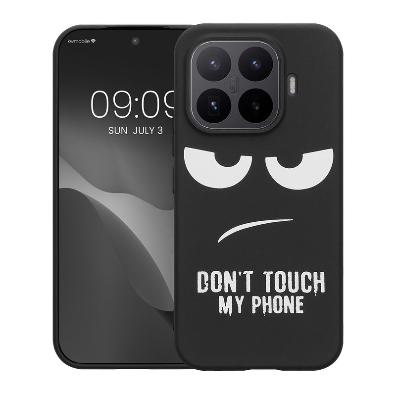 kwmobile Hülle kompatibel mit Xiaomi 17T - Handyhülle Silikon Case - Don't touch my Phone Weiß Schwarz Weiß  [dsg01]
