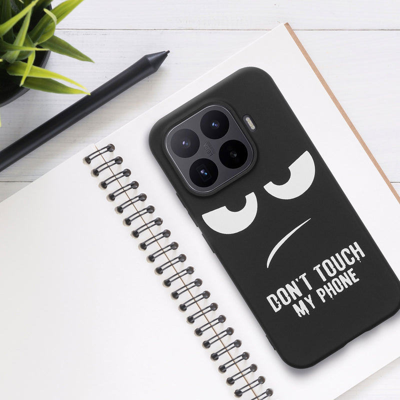 kwmobile Hülle kompatibel mit Xiaomi 17T - Handyhülle Silikon Case - Don't touch my Phone Weiß Schwarz Weiß  [dsg01]