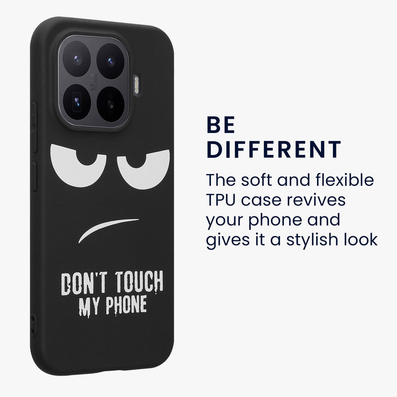 kwmobile Hülle kompatibel mit Xiaomi 17T - Handyhülle Silikon Case - Don't touch my Phone Weiß Schwarz Weiß  [dsg01]