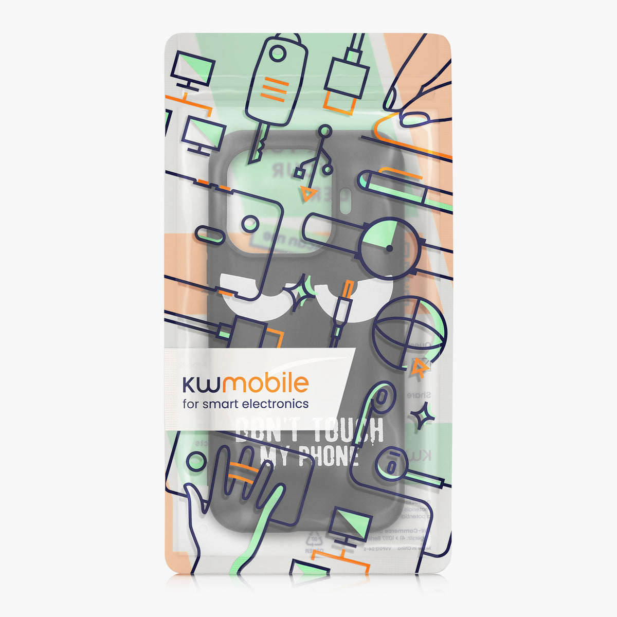 kwmobile Hülle kompatibel mit Xiaomi 17T - Handyhülle Silikon Case - Don't touch my Phone Weiß Schwarz Weiß  [dsg01]