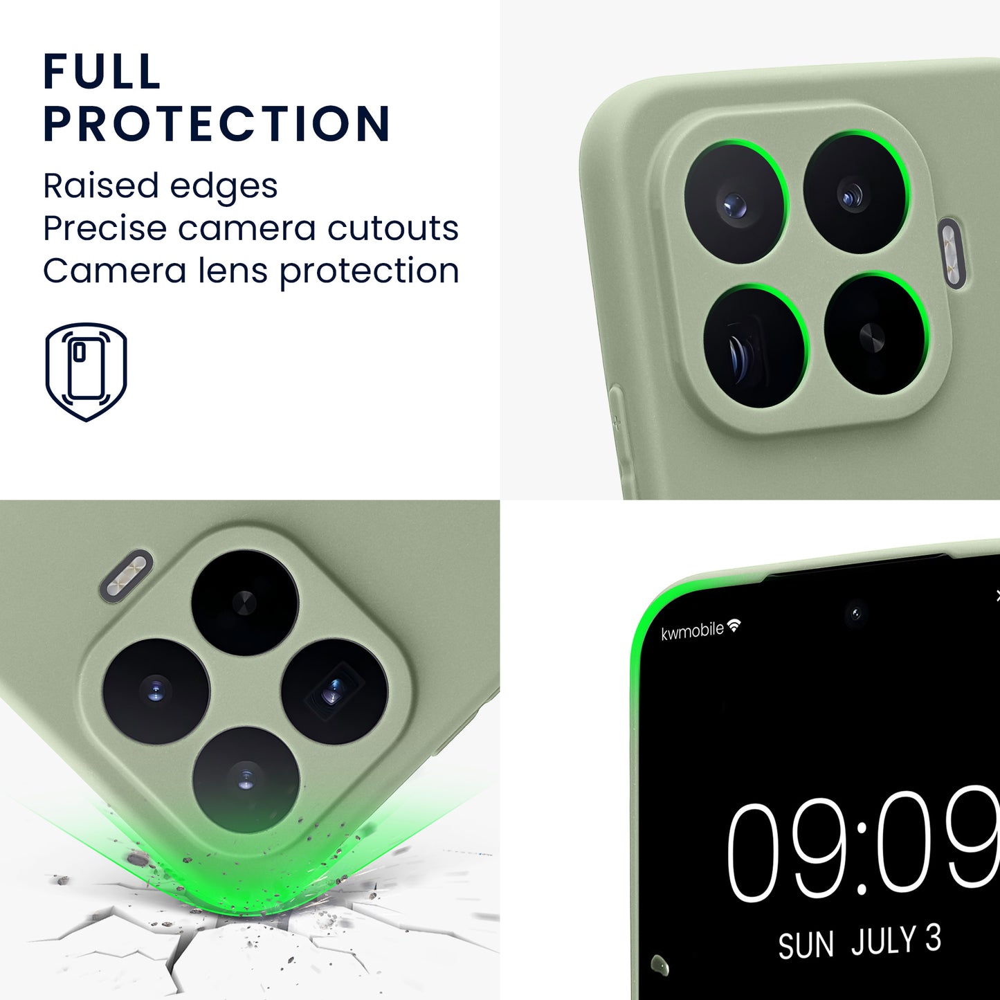 kwmobile Handyhülle für Xiaomi 17T Pro Hülle - weiches Handy Silikon Case - Schutzhülle Cover - Graugrün Graugrün