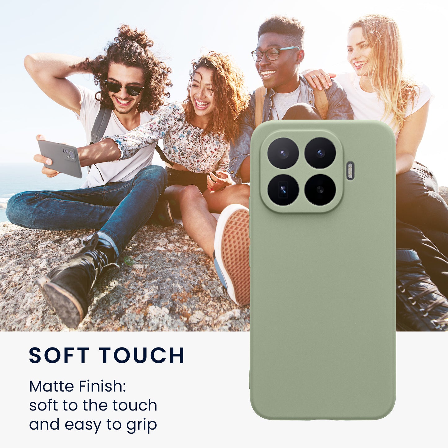 kwmobile Handyhülle für Xiaomi 17T Pro Hülle - weiches Handy Silikon Case - Schutzhülle Cover - Graugrün Graugrün