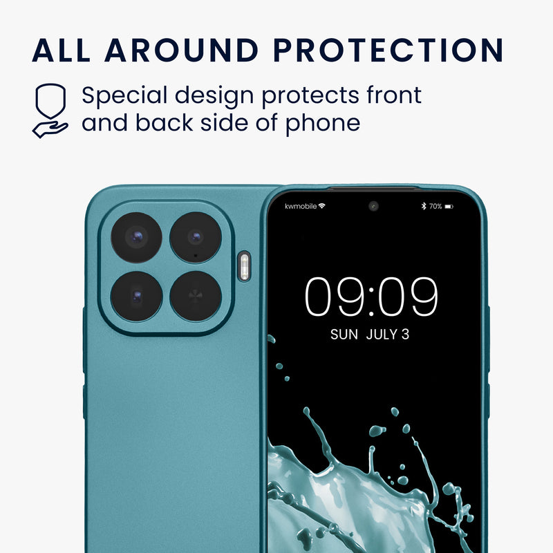 kwmobile Handyhülle für Xiaomi 17T Pro Hülle - weiche Silikon Case metallisch schimmernd - Schutzhülle Cover - Metallic Karibikblau Metallic Karibikblau