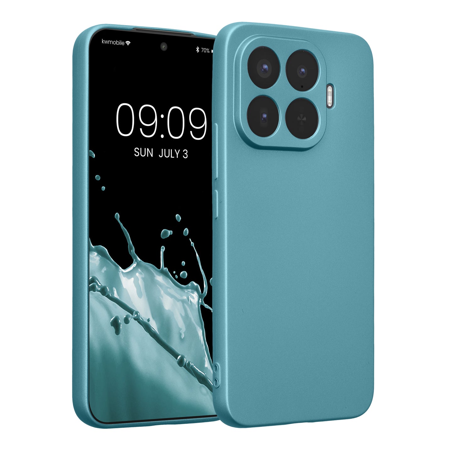 kwmobile Handyhülle für Xiaomi 17T Pro Hülle - weiche Silikon Case metallisch schimmernd - Schutzhülle Cover - Metallic Karibikblau Metallic Karibikblau