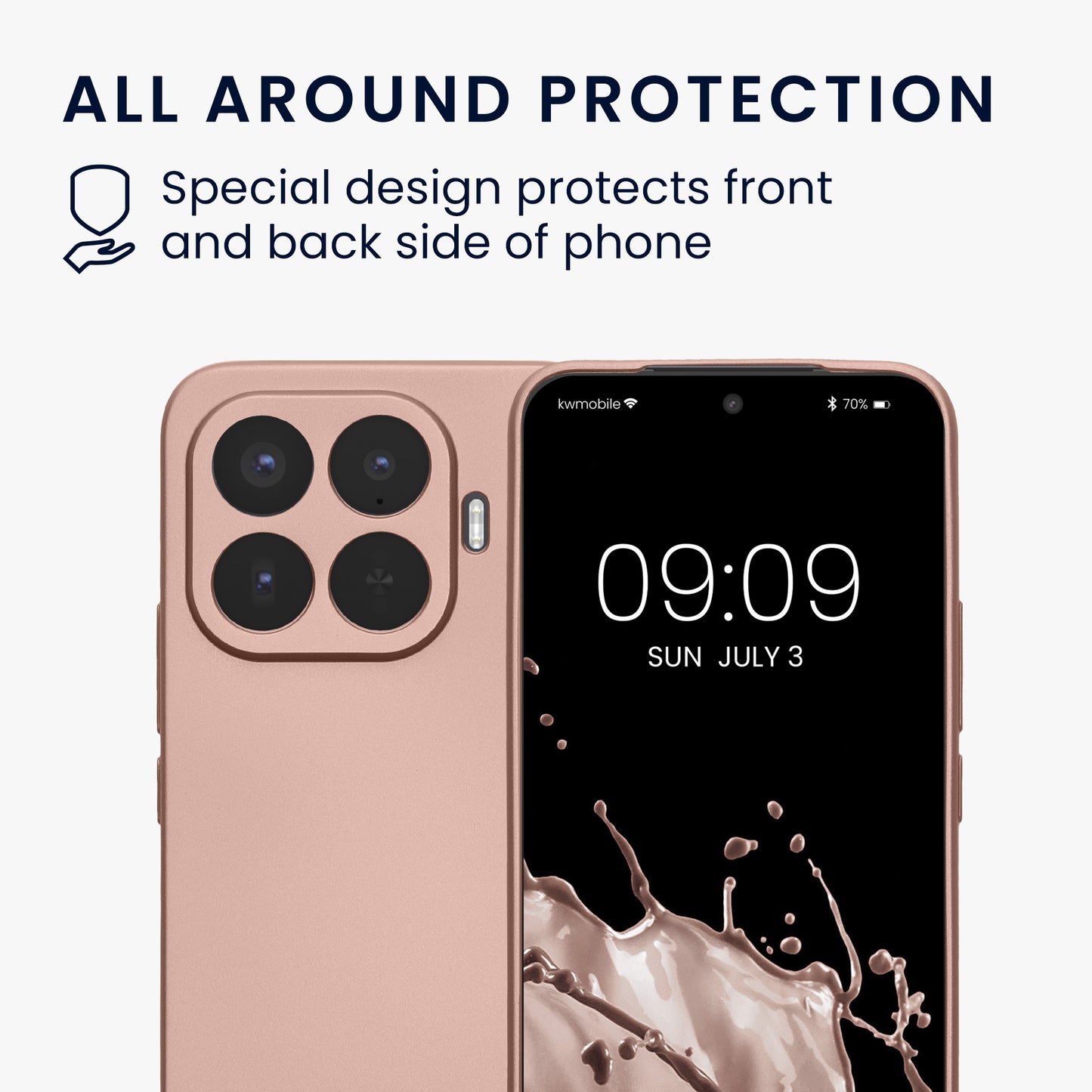 kwmobile Handyhülle für Xiaomi 17T Pro Hülle - weiche Silikon Case metallisch schimmernd - Schutzhülle Cover - Metallic Rosegold Metallic Rosegold